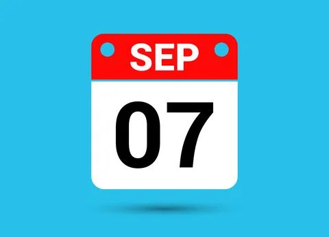 September 7 Calendar Date Flat Icon Day 7 Vector Illustration Stock Illustration