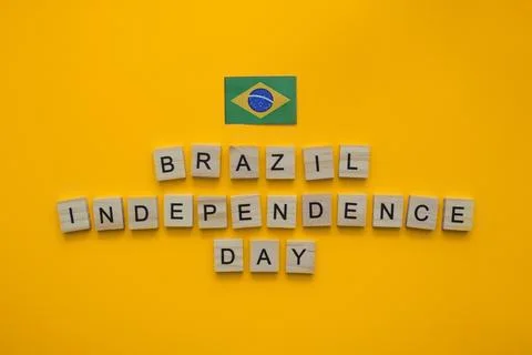 September 7, Independence Day of Brasil, flag of Brazil, minimalistic banne.. Stock Photos