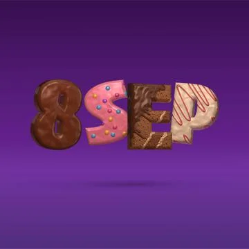 September 8 in the form of chocolate chip cookies with icing. Stock Illustration