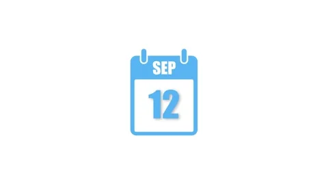 September Calendar icon, Flat Design with Date animation Video stock 321412523