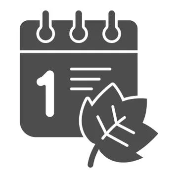 September calendar solid icon, day of knowledge concept, Calendar and tree leaf Stock Illustration