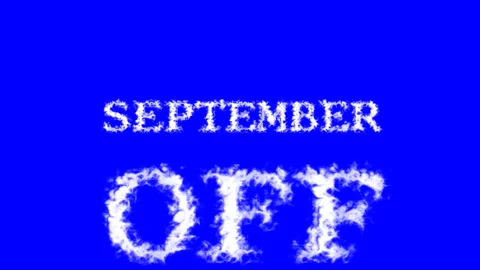 September Off cloud text effect blue isolated background Stock Footage 139637031