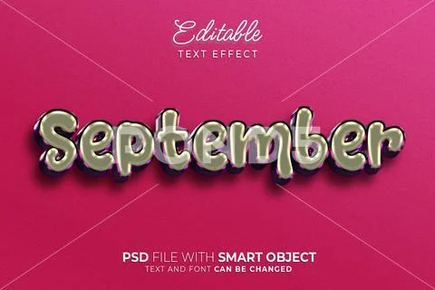 September emboss style editable text effect PSD Template