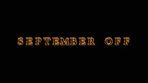 September Off fire text effect black background Stock Footage 136066362