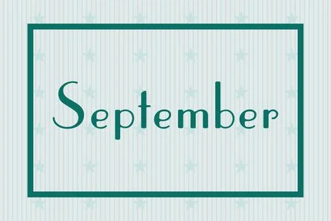 September in frame on white background with stars pattern design Illustrazione stock