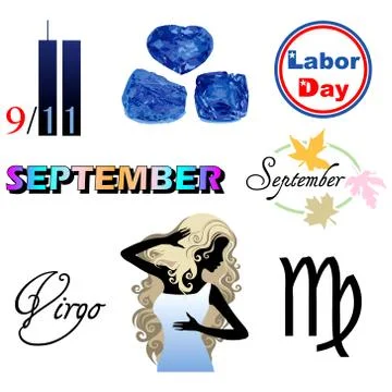 September Icons Stock Illustration