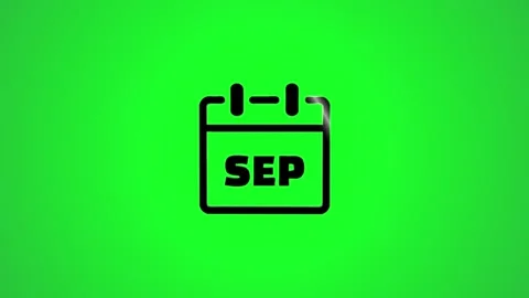 September month calendar icon animation with a green background for chroma .. Vídeo Stock 346496341