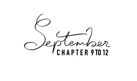 September month chapter 9 to 12 text font calligraphy hand written letterin.. Illustrazione stock