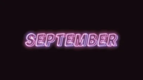 September Neon Text Seamless Loop with Black Background 4K Stock Footage 311303283