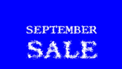 September Sale cloud text effect blue isolated background Stock Footage 139605834