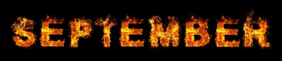 September text on fire Stock Photos