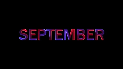 September title animation neon glow effect blue and red colors looping on d.. Stock Footage 333878339