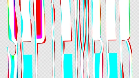 September. Transparent Alpha channel 4K text. Rotate, stretch, glitch graphic Stock Footage 157206775