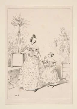 SEPTEMBRE 1837. Robe dorgandi avec application de velours;¦. Artist: Paul. Stock Photos
