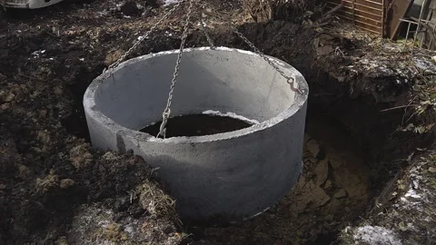 Septic system instalation in rural area Stock Footage 94460314