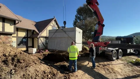 Septic Tank and Crane Stock Footage 174860939
