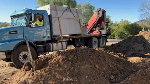 Septic Tank Delivery Stock Footage 174860957