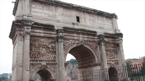 Septimius severus arch tilt from top to bottom rome italy Stock Footage 252147320