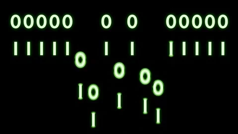 Sequence of 1,0 digits in a grid on a black background Vidéo 276849353