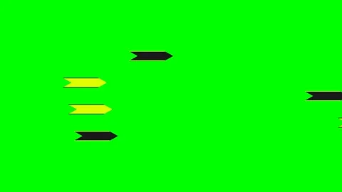 A sequence of alternating black and yellow arrows on a vibrant green screen Video stock 340903323