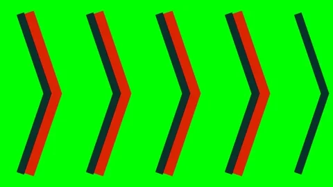 A sequence of alternating red and black chevron arrows on a green background Stock Footage 341839406