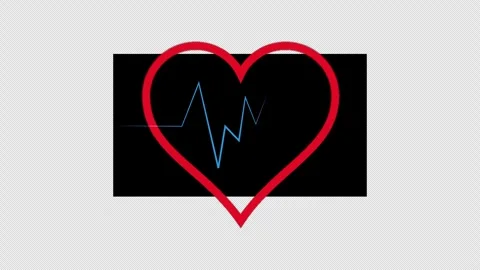 Sequence of beating red heart with pulse line, social media, medical care Stock Footage 269433315