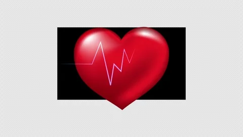 Sequence of beating red heart with pulse line, social media, medical care Stock Footage 269433886