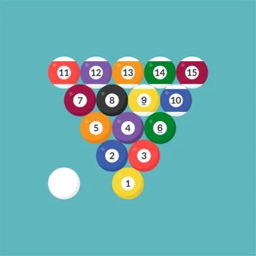 Sequence Billiard ball icon with number, flat design Illustrazione stock
