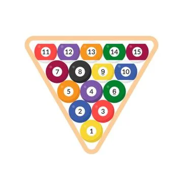 Sequence Billiard ball with numbers in triangular frame icon, flat design Illustrazione stock