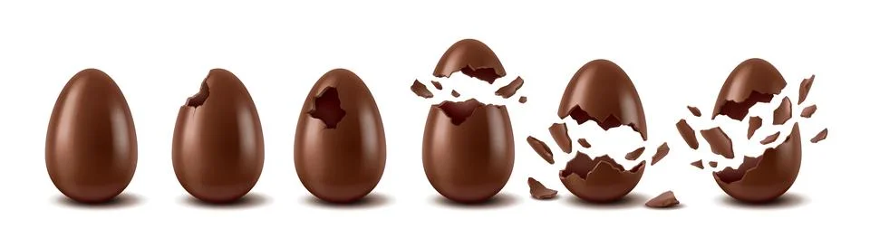 Sequence of Chocolate Eggs Breaking Stock Illustration