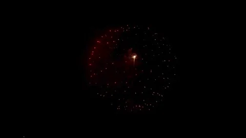 Sequence of colorful fireworks explode in the night sky Stock Footage 329673719