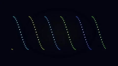 A sequence of colorful light trails forming a rhythmic sine wave pattern Video stock 335117475