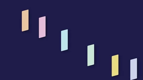 A sequence of colorful vertical rectangular bars on a deep blue background Stock Footage 338311345