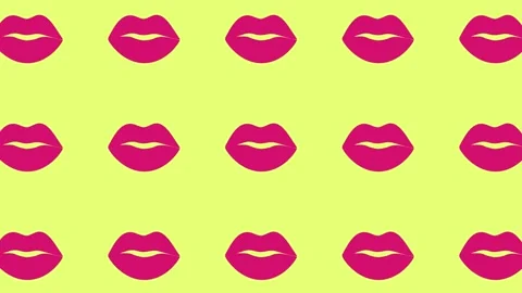 Sequence of different images of woman's beautiful full red lips made into a Stock Footage 148231322
