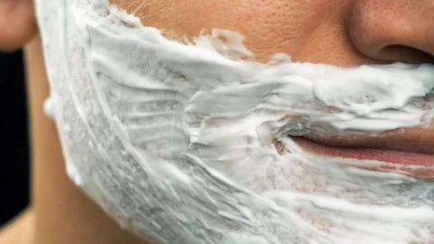 Sequence of few shots man shaving with manual razors and foam Stock Footage 102119620