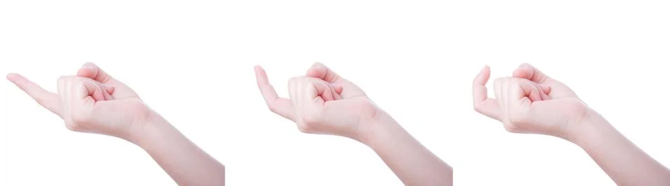 Sequence of the finger calling gesture isolated on white Stock Photos