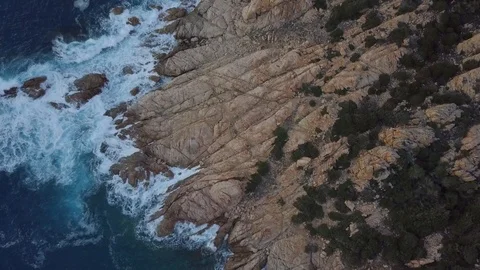 Sequence of flight on a cliff with waves Stock Footage 94509030