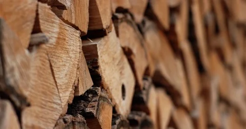 Sequence of Footages of large pile of stacked chopped wood pieces piled neatly Video stock 82712429