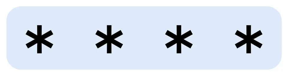 Sequence of Four Asterisks within Blue Rectangle Stock Illustration