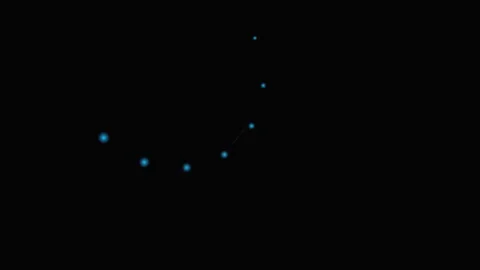 A sequence of glowing blue dots arranged in a gentle downward arc pattern Stock Footage 339615209