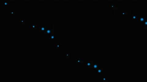 A sequence of glowing blue dots arranged in a curved line on a black backgrou Stock Footage 339615212