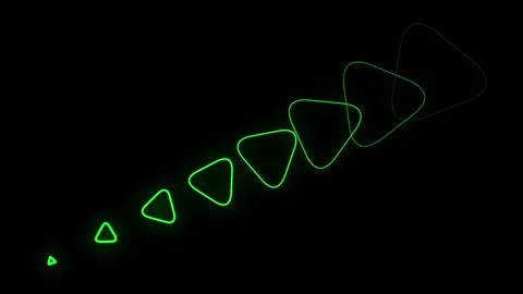 A sequence of glowing green triangles ascends in size against a dark backgrou Stock Footage 328458015