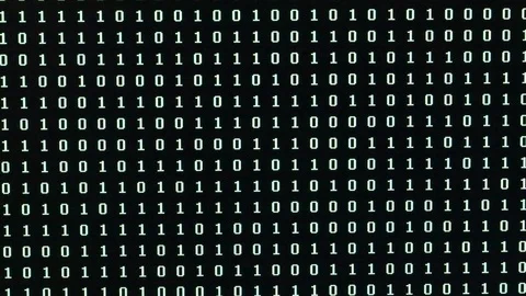 Sequence of green digit 0 and 1 on the computer monitor Видео 103379096