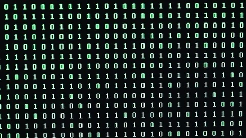 Sequence of green digit 0 and 1 on the computer Видео 103379169