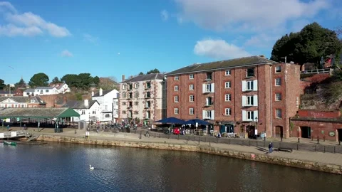 Sequence of Historic Exeter Quay and River Exe on Sunny Day Vídeo Stock 169707227