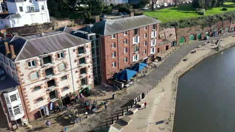 Sequence of Historic Exeter Quay and River Exe on Sunny Day Vídeo Stock 169707258