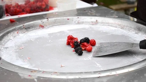 Sequence. Making ice cream on the street Stock Footage 78890339