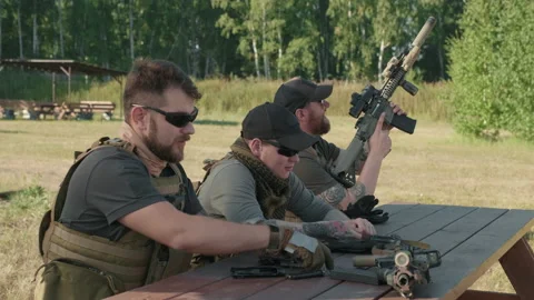 Sequence Of Military Men With Sniper Rifles 動画素材 147647091