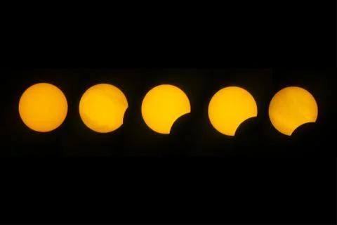 Sequence of A Partial Solar Eclipse Stock Photos