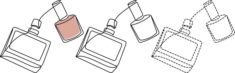 Sequence of perfume bottles with varying liquid levels and bottle styles Vect Illustrazione stock